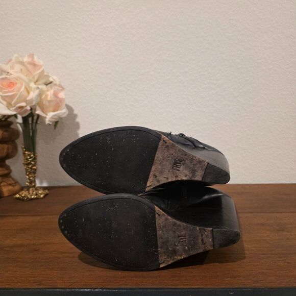 Frye Cece Wedge Leather Strappy Ankle Boot Sz 9.5 - Picture 5 of 6